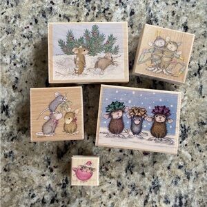 Vintage Stampabilities House Mouse Rubber Stamp bundle of 5